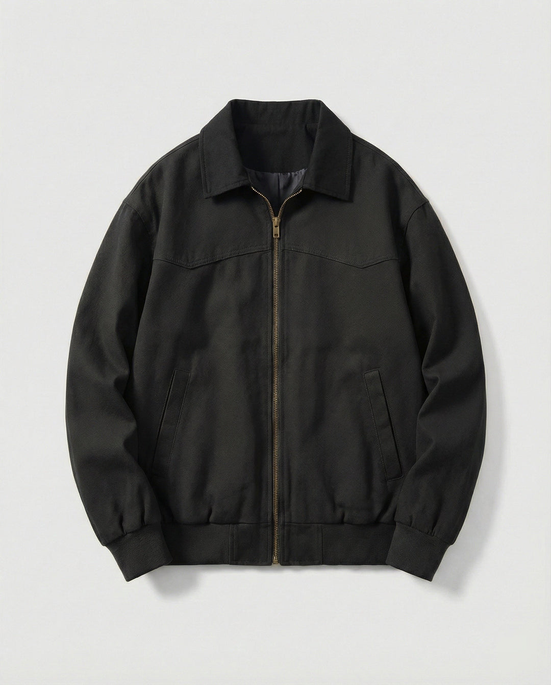 Herren robuster Canvas-Blouson mit Cordkragen und kariertem Steppfutter