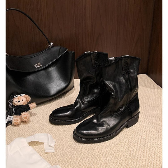 Damen lässige Cowboystiefel aus echtem Glattleder mit weichem, geschlitztem Schaft Shop Nory