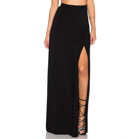 Damen Eleganter Maxi-Rock mit hohem Schlitz und elastischem Bund