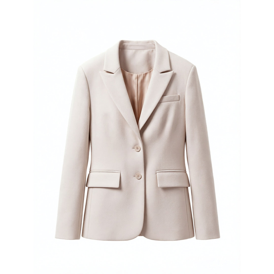 Damen Eleganter taillierter einreihiger Wollblazer mit Reverskragen Shop Nory