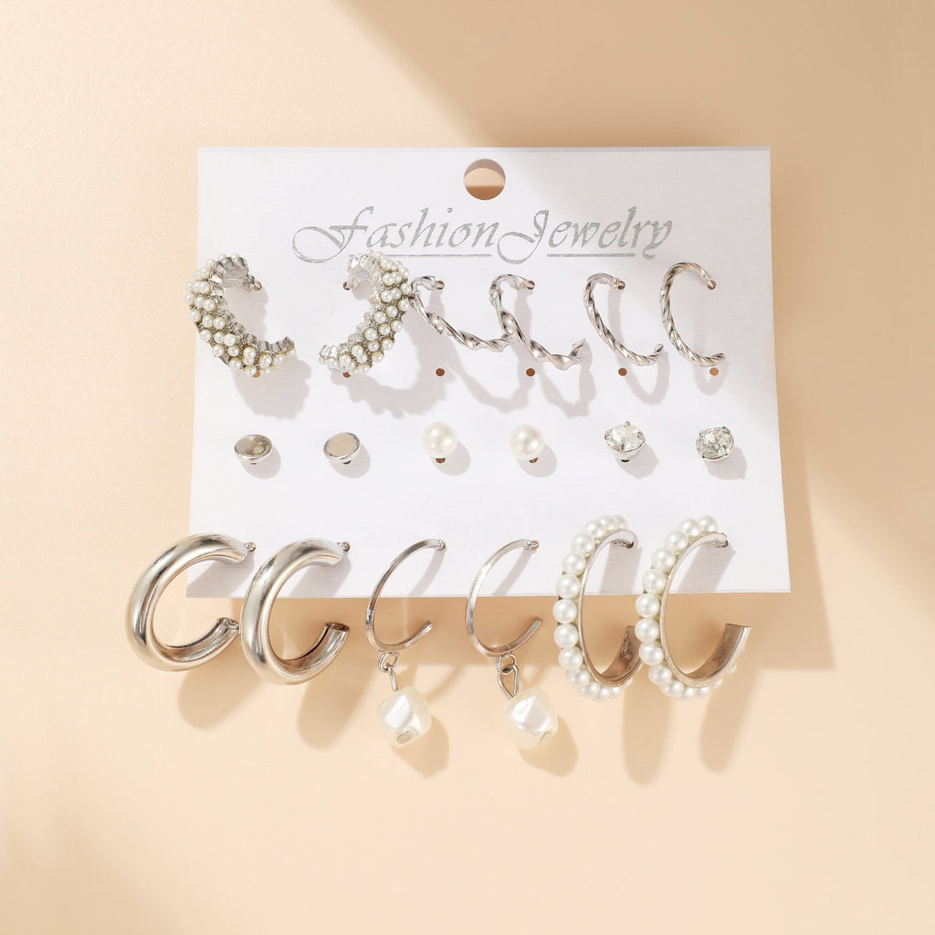 Damen Ohrschmuck Set mit eleganten Perlen- und Herzmotiven Shop Nory