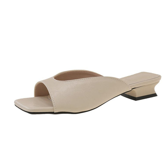 Damen offene Mules mit modernem Blockabsatz