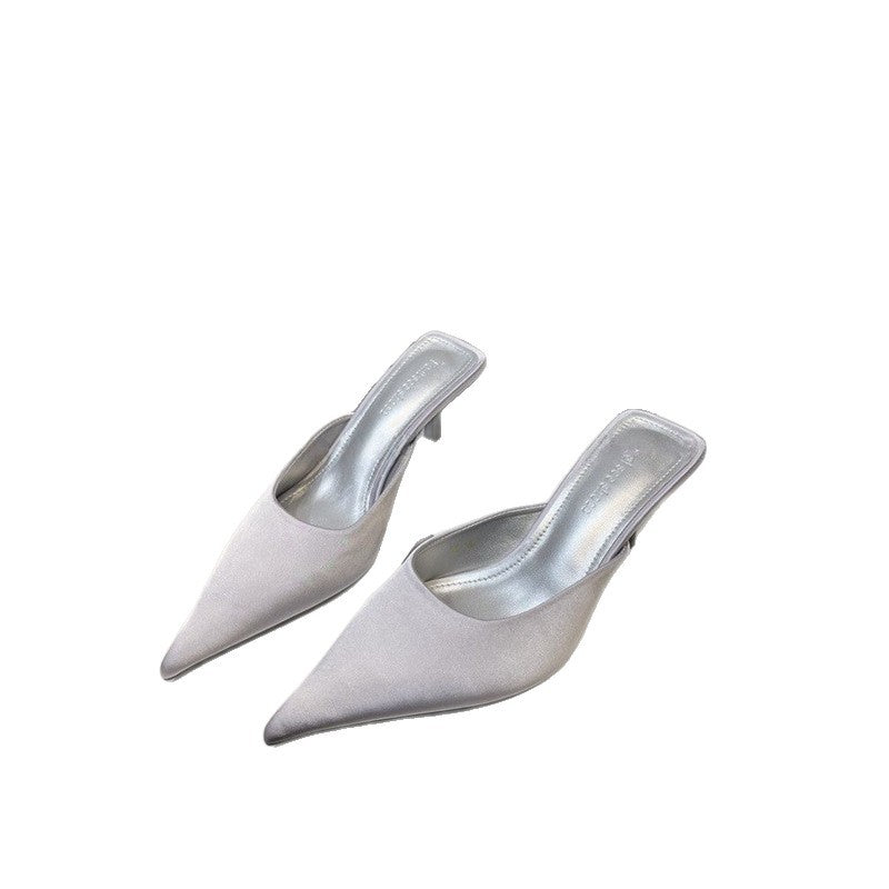Damen Spitz zulaufende Mule mit niedrigem Kittenabsatz und fersenfreiem Design Shop Nory