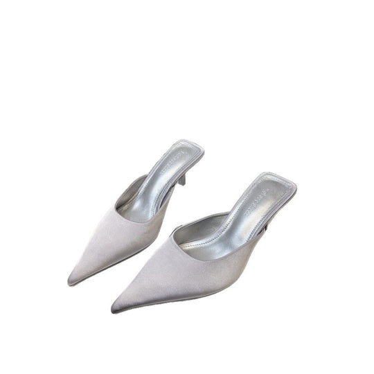 Damen Spitz zulaufende Mule mit niedrigem Kittenabsatz und fersenfreiem Design Shop Nory