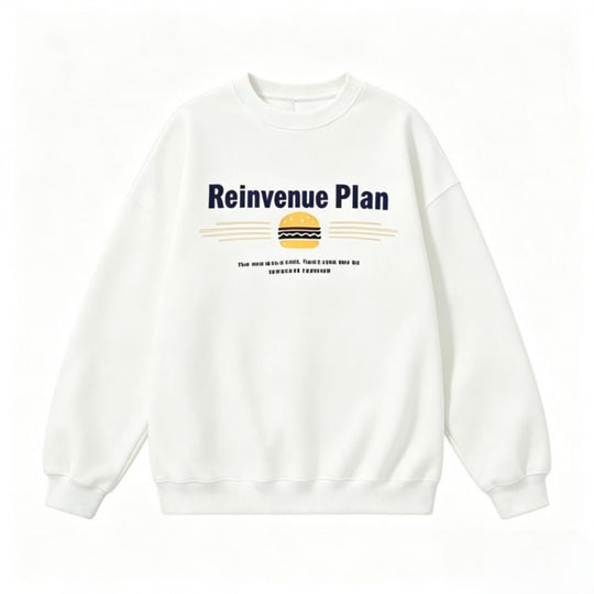 Unisex Oversize-Sweatshirt mit Retro-Burger-Print, Rundhalsausschnitt und gerippten Bündchen Shop Nory