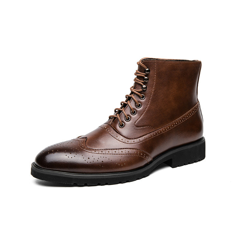 Herren klassische Brogue-Schnürstiefelette mit perforiertem Wingtip und griffiger Gummisohle Shop Nory
