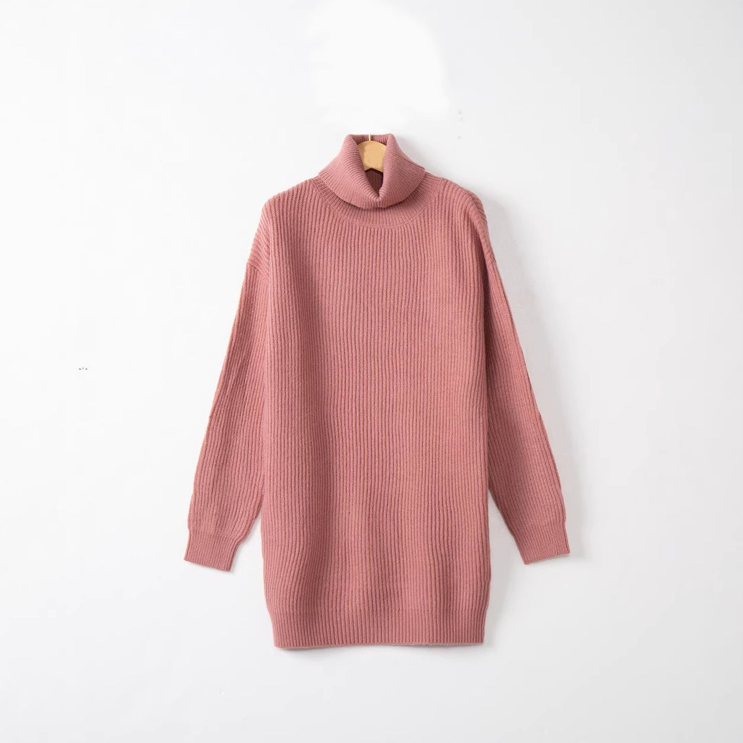 Damen Langer Rippstrick-Rollkragenpullover im Oversize-Schnitt Shop Nory