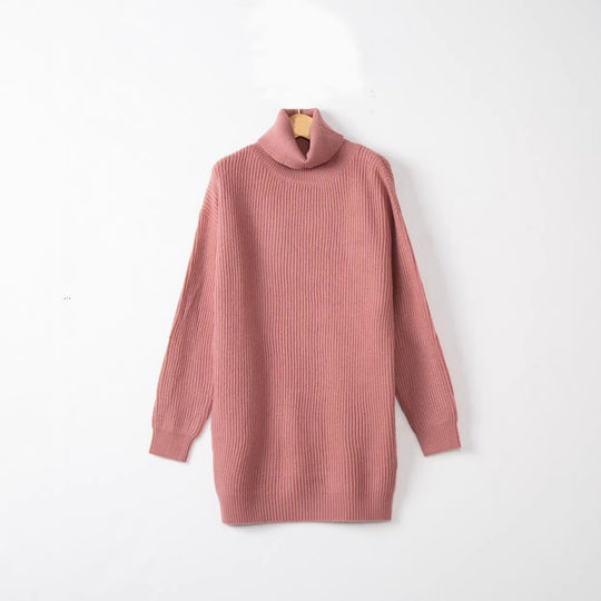 Damen Langer Rippstrick-Rollkragenpullover im Oversize-Schnitt Shop Nory