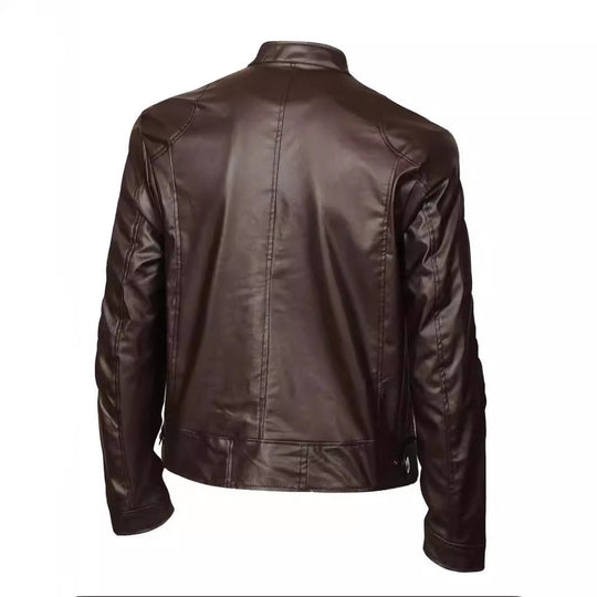 Herren Kunstleder Bikerjacke mit Taschen