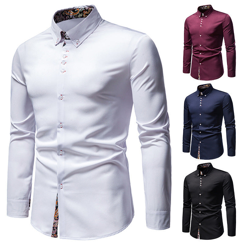 Herren Langarmhemd mit modernem Paisley-Muster und exklusiven Details