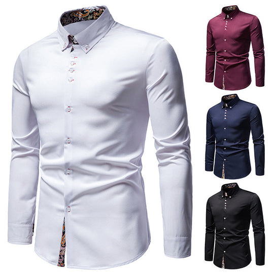 Herren Langarmhemd mit modernem Paisley-Muster und exklusiven Details