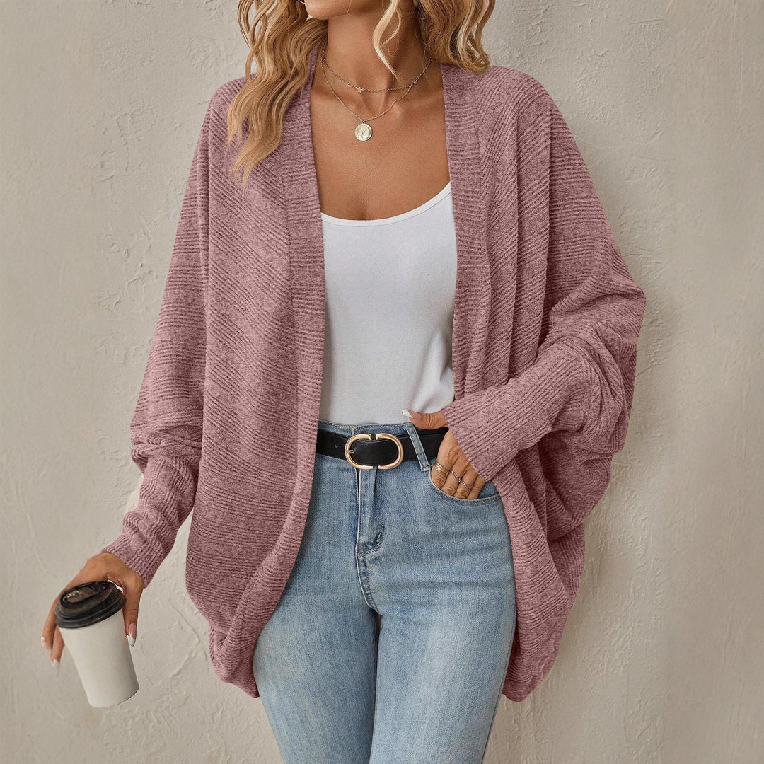 Damen lässiger Strickcardigan mit überschnittenen Schultern und weitem Schnitt