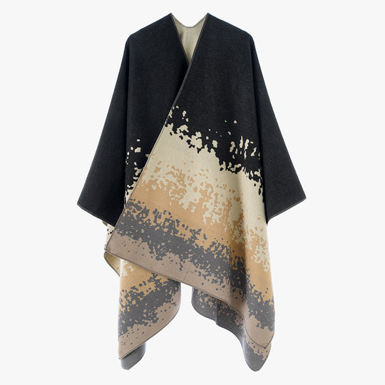 Damen Oversize‑Wendeponcho aus Jacquard mit abstraktem Farbverlauf Shop Nory