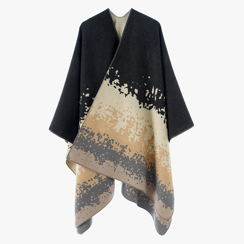 Damen Oversize‑Wendeponcho aus Jacquard mit abstraktem Farbverlauf Shop Nory