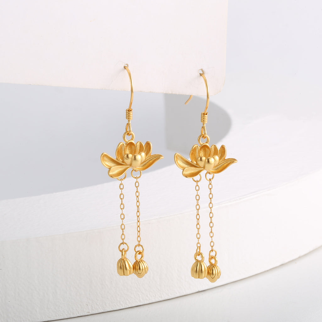 Damen Ohrringe mit elegantem Lotusdesign und feinen Anhängern Shop Nory