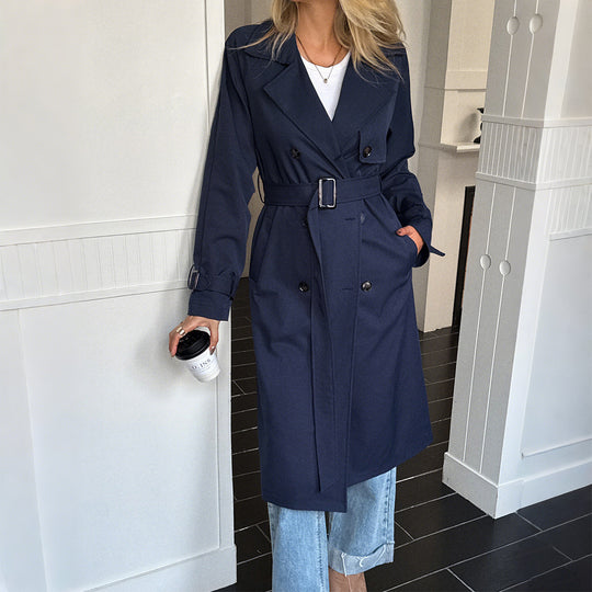 Damen nan klassischer Trenchcoat mit Doppelreihe, Taillengürtel, verstellbaren Manschetten und geraden Knopfleiste Shop Nory