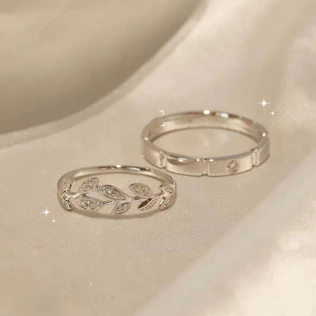 Damen zarter Ring mit filigranem Blattmotiv und funkelnden Zirkonia Shop Nory