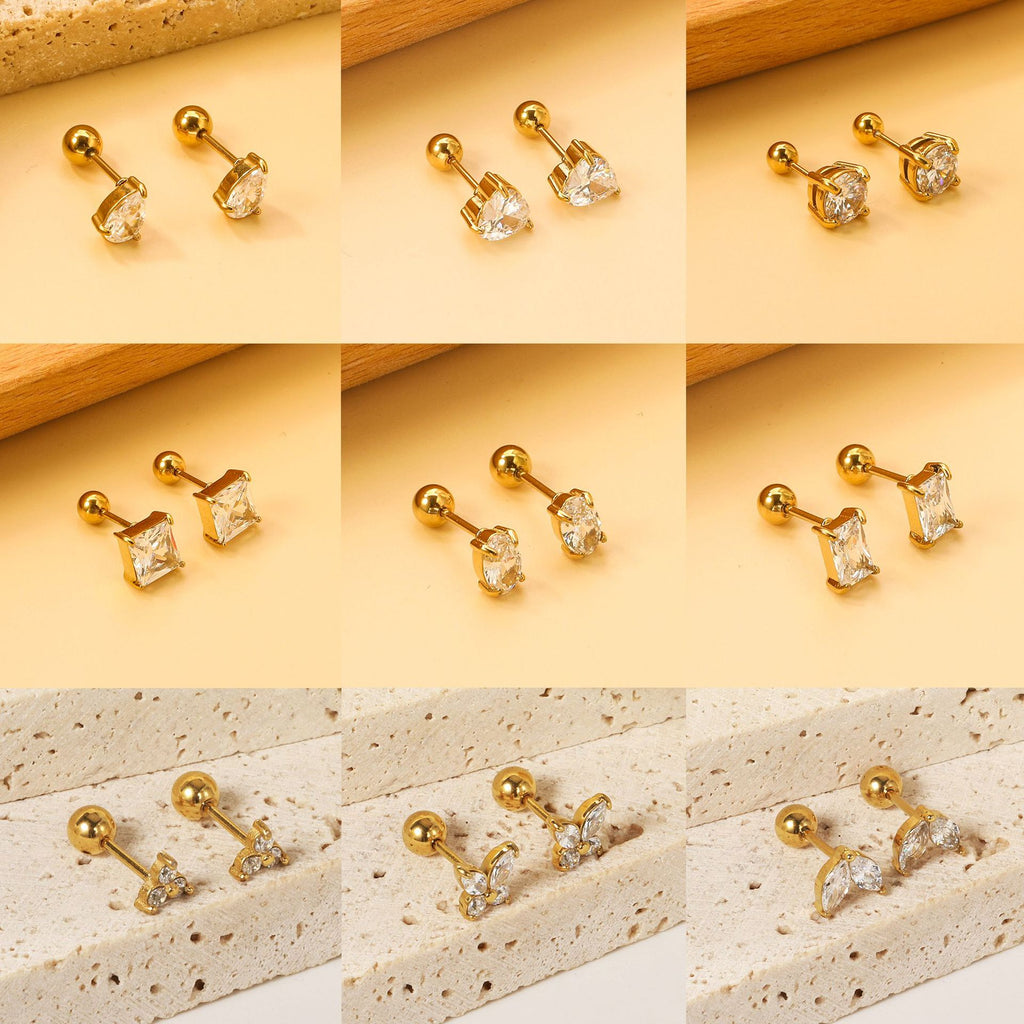 Damen Ohrstecker mit funkelndem Herzdesign und eleganter Goldbeschichtung Shop Nory