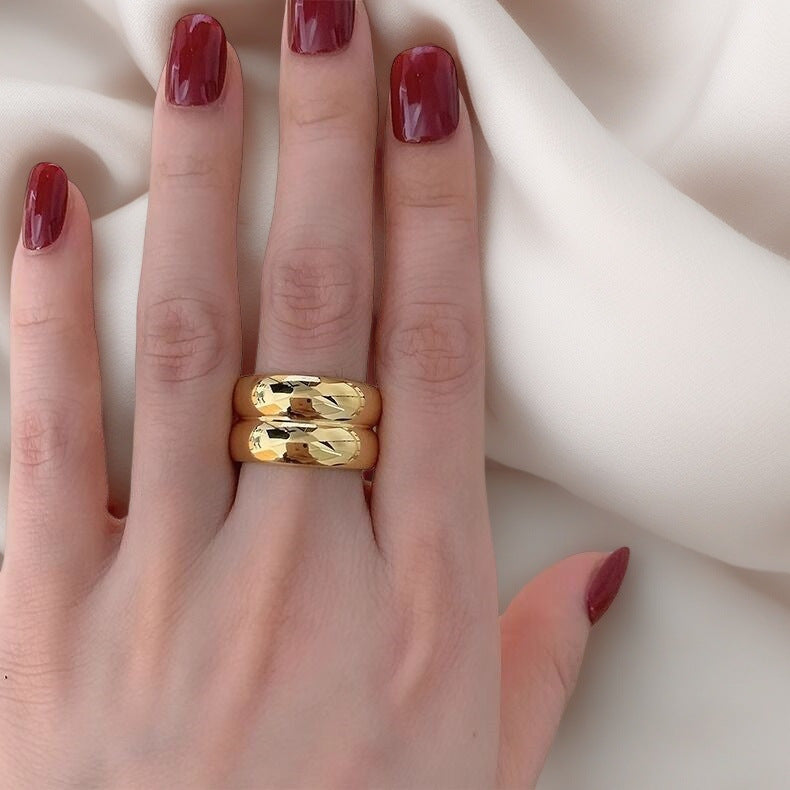 Damen Ring mit elegantem, glänzendem Doppelbanddesign Shop Nory