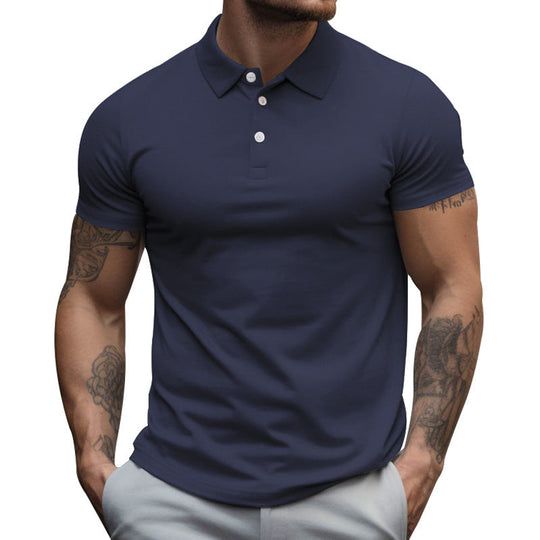 Herren nan tailliertes elastisches Piqué-Poloshirt mit klassischem Kragen