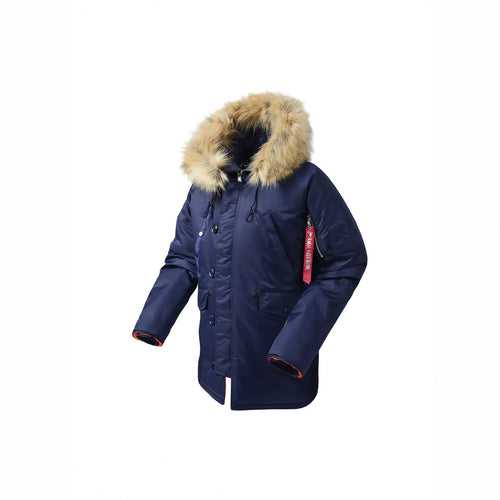 Herren langer isolierter Parka mit Kunstfellkapuze und Thermowattierung Shop Nory