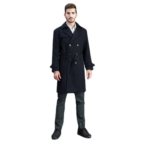 Herren Wollmantel im Trench-Look mit doppelter Knopfleiste und Schalkragen Shop Nory