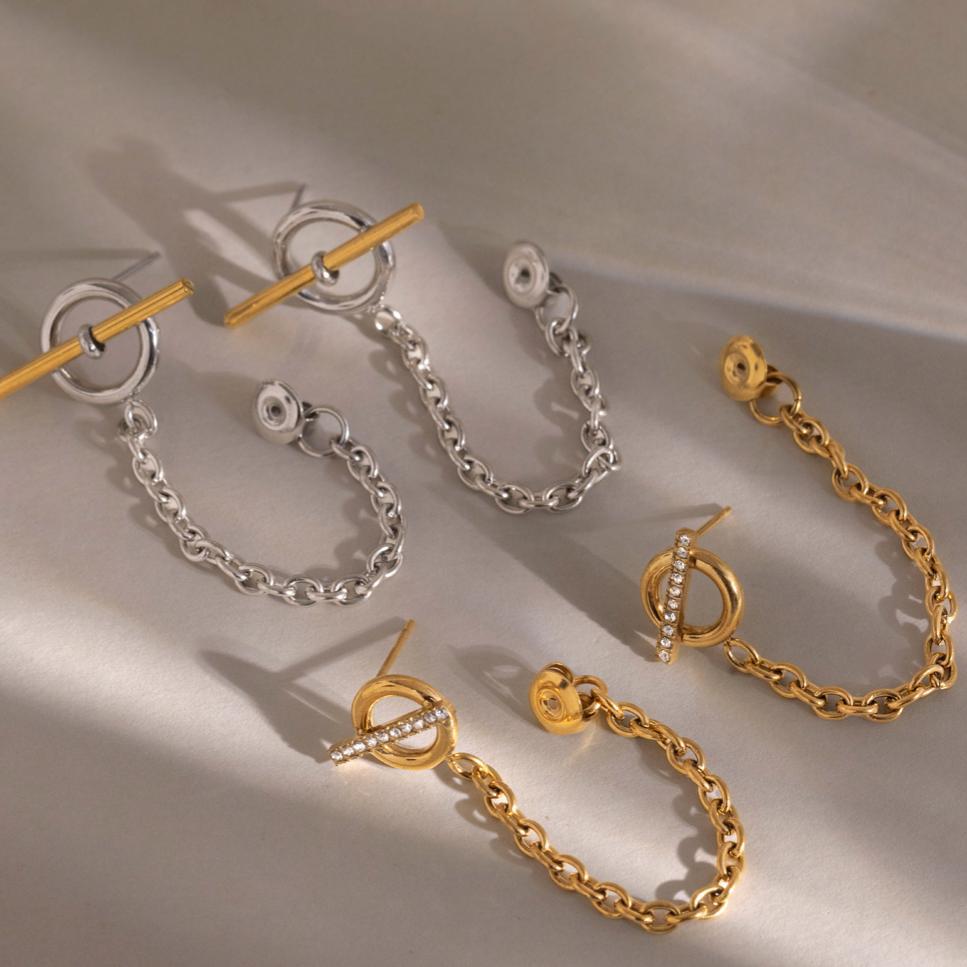 Damen Ohrhänger mit elegantem Ketten- und Zirkonia-Design Shop Nory