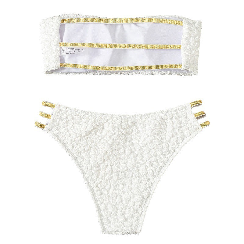 Damen Bandeau-Bikini-Set mit glänzenden Akzenten