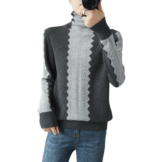 Damen Premium-Rollkragenpullover aus Feinstrick mit zentrierter Ajour‑Zopfstruktur Shop Nory