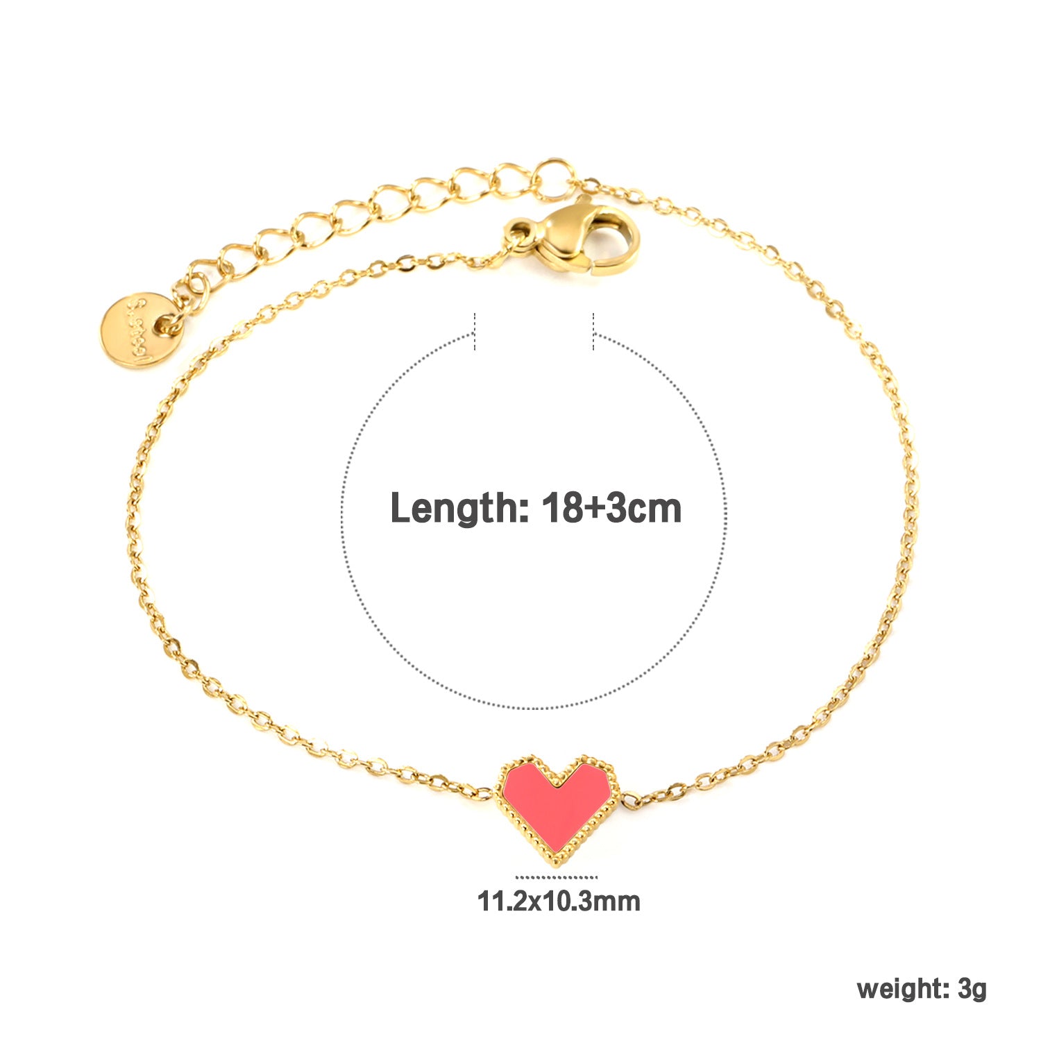 Damen Armband mit herzförmigem Anhänger und feiner Gliederstruktur Shop Nory