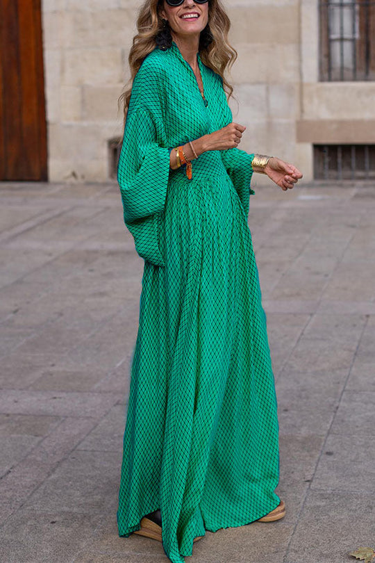 Damen Maxikleid mit elegantem Schnitt und weit ausgestellten Ärmeln