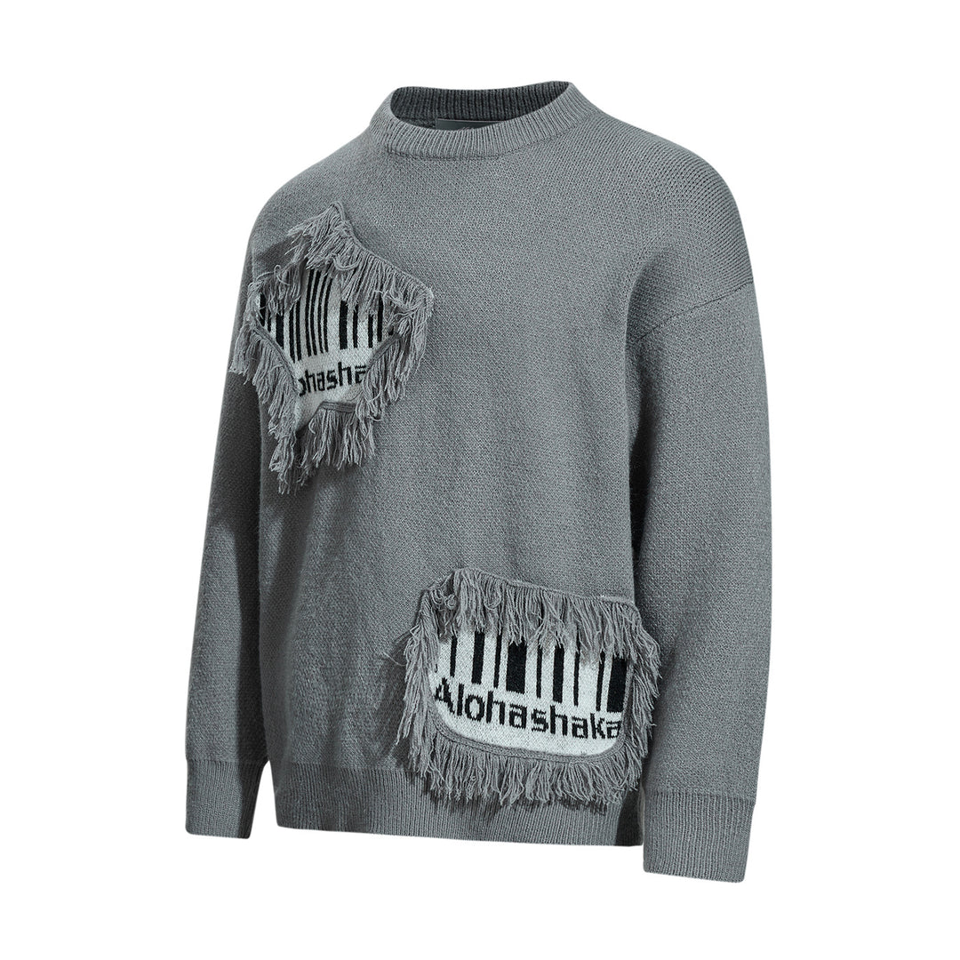 Herren Strickpullover mit Fransen-Applikation und Intarsien Shop Nory