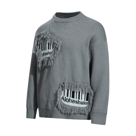 Herren Strickpullover mit Fransen-Applikation und Intarsien Shop Nory