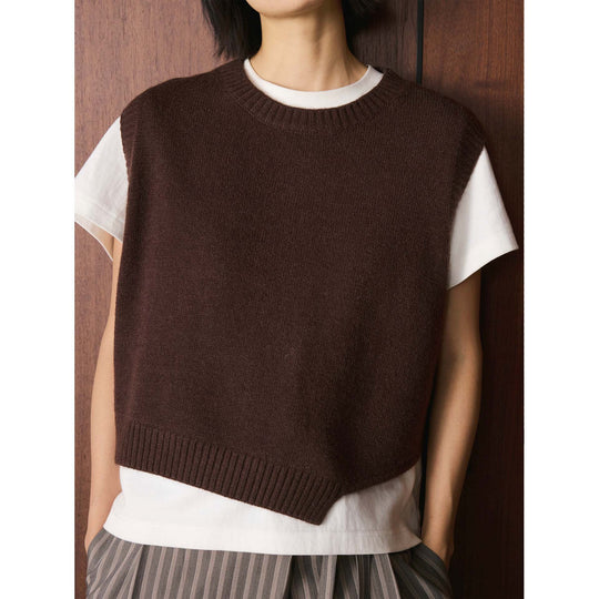 Damen Boxy-Strickweste mit Rundhalsausschnitt und geripptem Saum Shop Nory