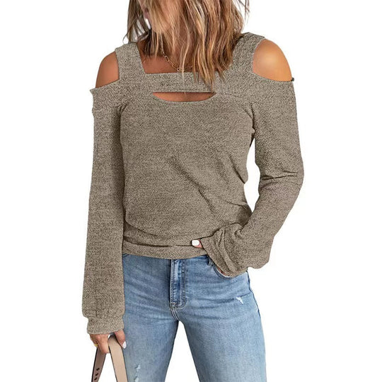 Damen lässiges Langarmshirt mit Cut-Out-Design