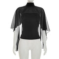 Damen elegantes Top mit transparenten Flügel-Ärmeln