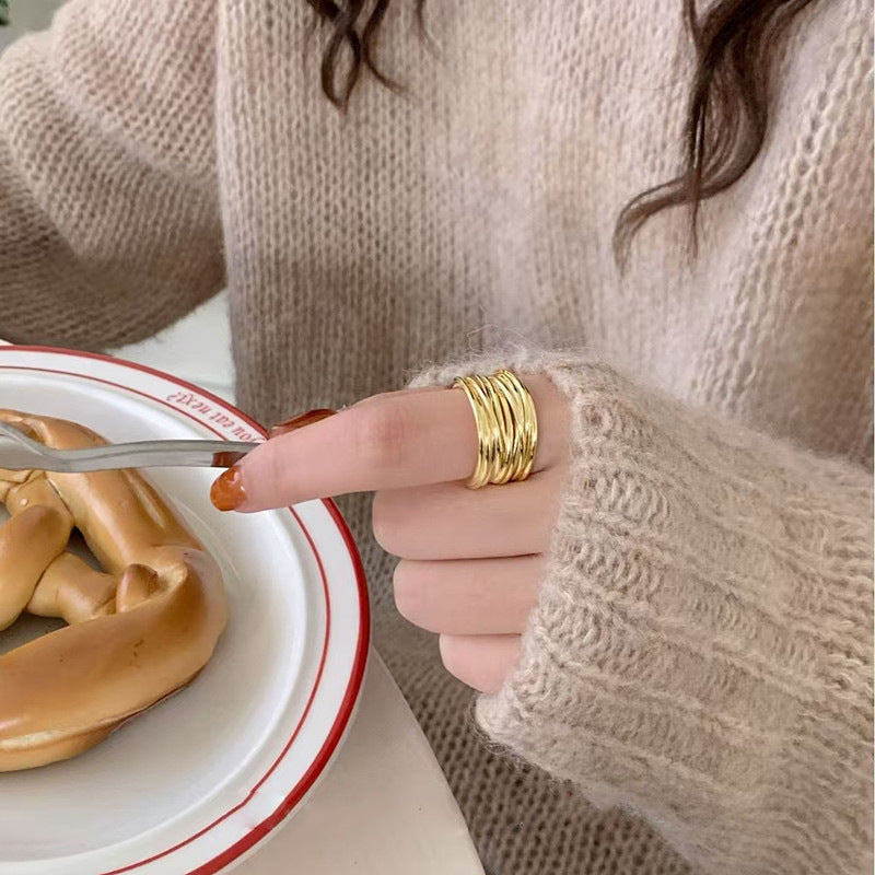 Damen Trio-Ring mit kunstvollem gewundenem Design Shop Nory