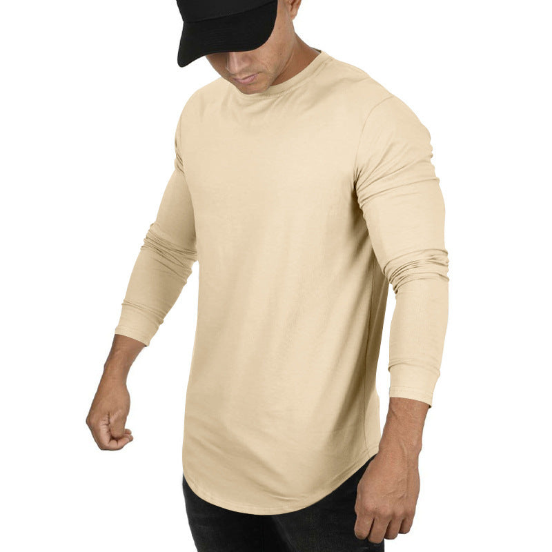 Herren Langarmshirt mit verlängertem Rundsaum und schmalem Schnitt aus elastischem Funktionsjersey Shop Nory