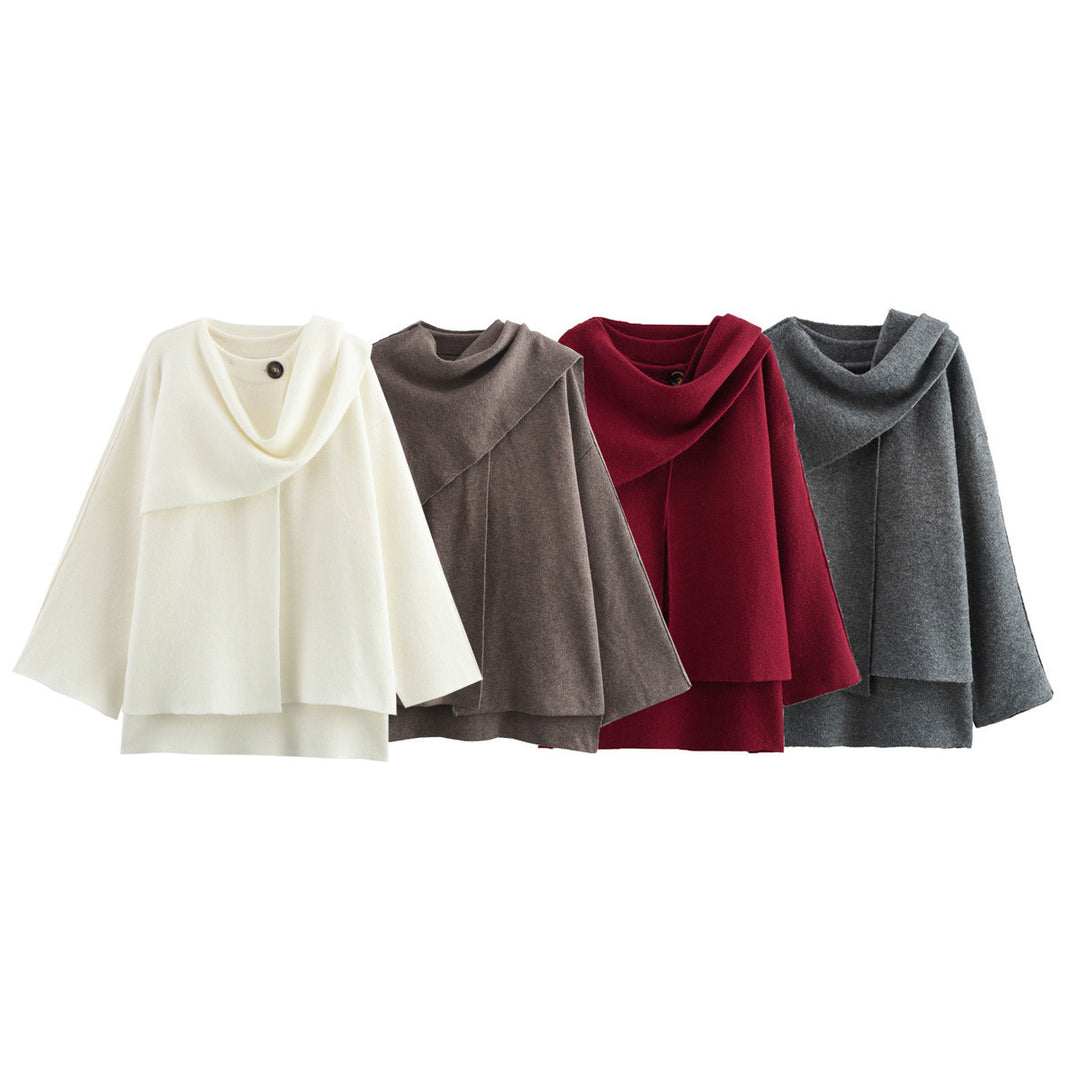 Damen Cape mit asymmetrischem Fall, Stehkragen und Wollmix Shop Nory