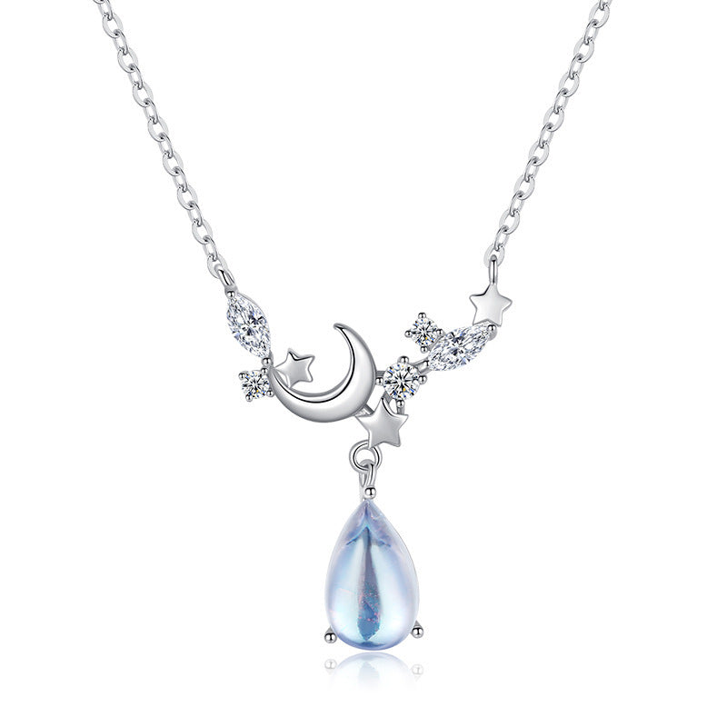 Damen elegante Halskette mit funkelndem Mond- und Sternenanhänger Shop Nory
