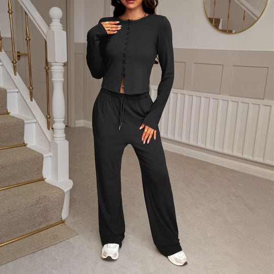 Damen nan cropped Kapuzen-Sweatjacke mit Tunnelzug und hochgeschnittener Palazzo-Hose Shop Nory