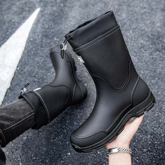 Herren wasserdichte Arbeits- und Regen-Gummistiefel mit verstellbarem Kordelabschluss und rutschfester Profilsohle Shop Nory
