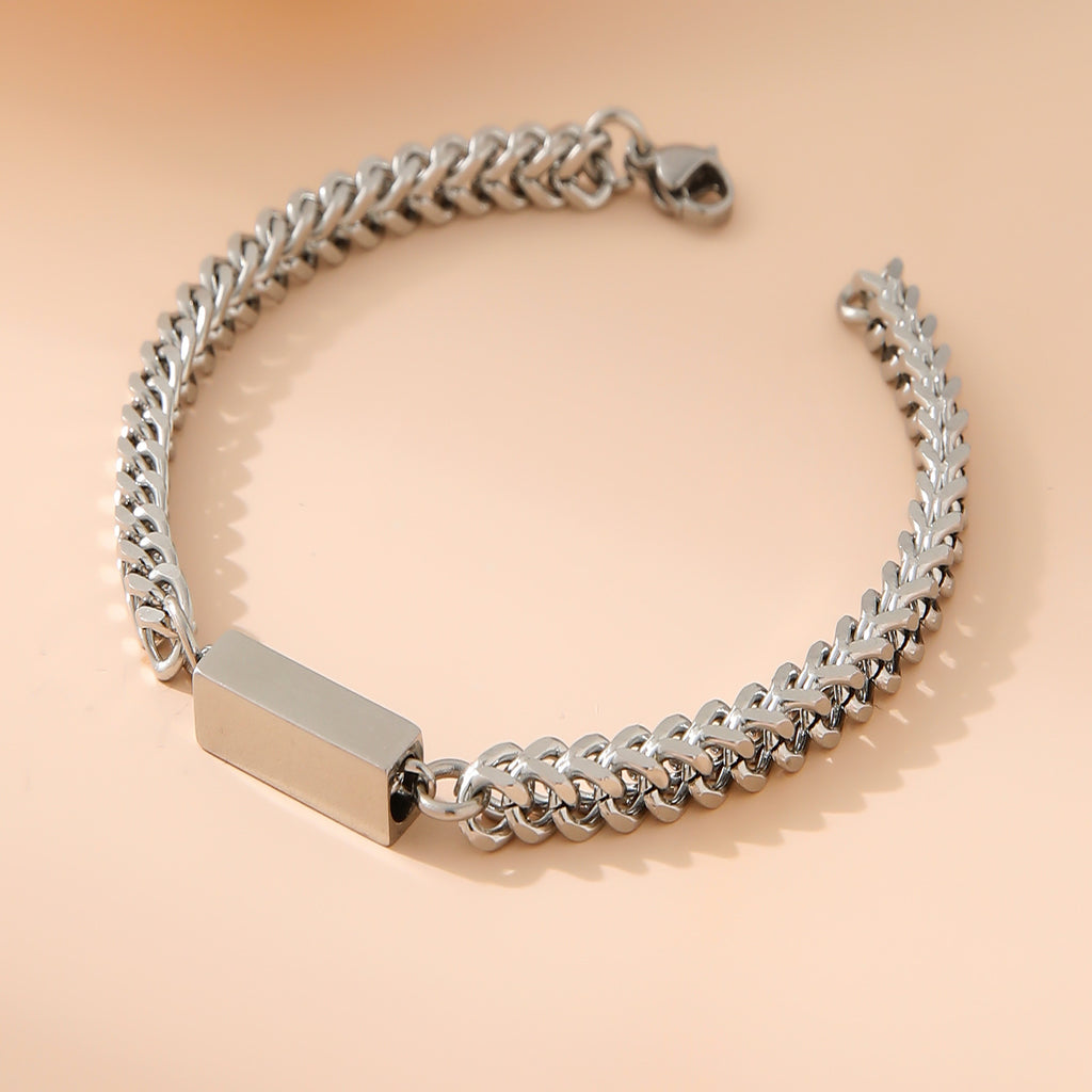 Damen stilvolles Gliederarmband mit gravierbarem Element Shop Nory
