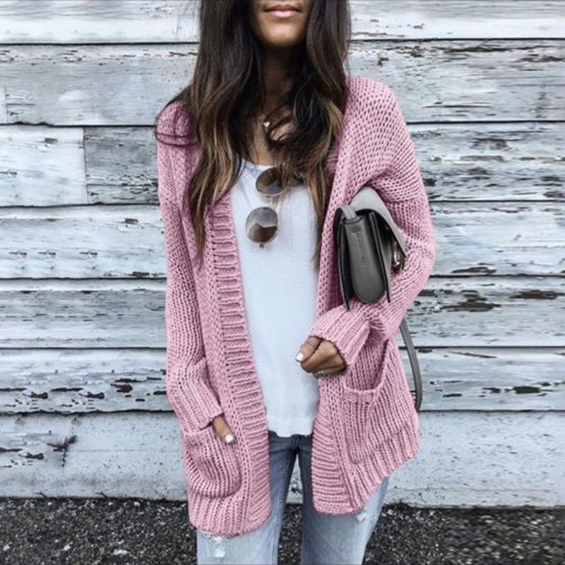 Damen Grobstrick-Cardigan mit lässigem Schnitt und praktischen Taschen