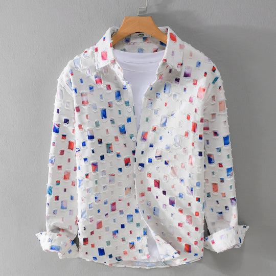 Unisex Leichtes Strukturhemd mit quadratischen Cut-Outs und Oversize-Schnitt Shop Nory