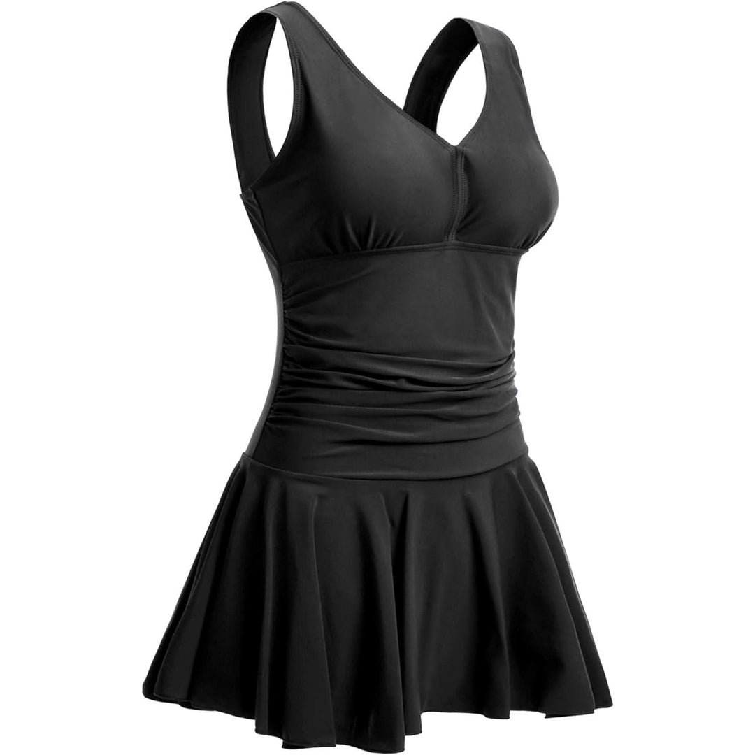 Damen Badeanzug mit Rüschendetails und frischem Kirschmuster