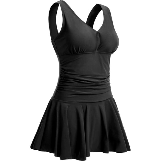 Damen Badeanzug mit Rüschendetails und frischem Kirschmuster