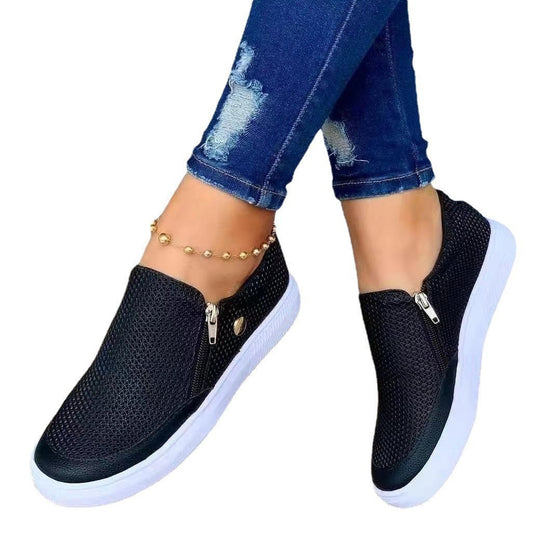 Damen Slip-On Mesh-Sneaker mit seitlichem Zipper und dicker Gummisohle Shop Nory