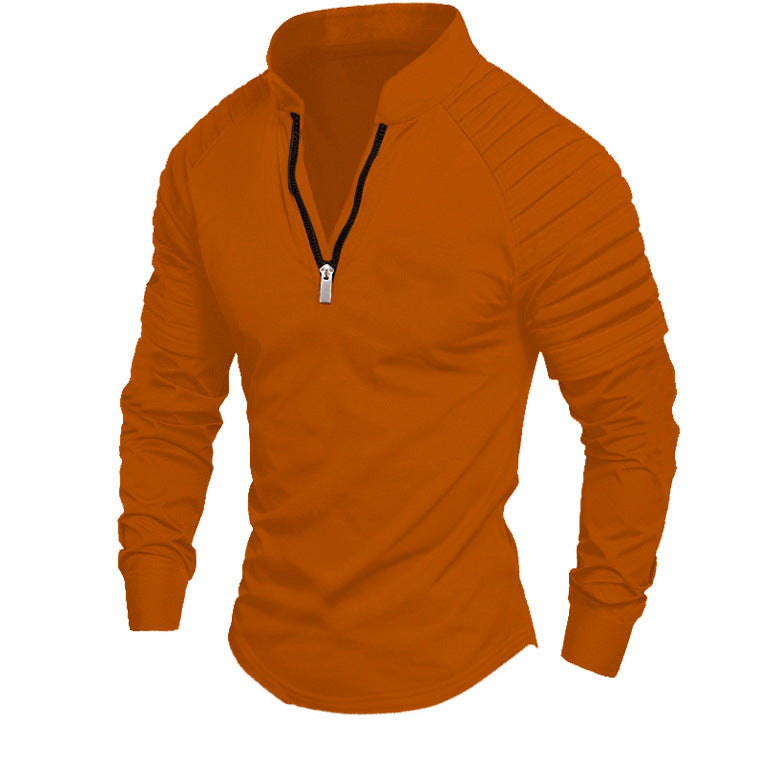 Herren Slim-Fit Troyer mit gesteppter Schulterpasse und halbem Reißverschluss Shop Nory