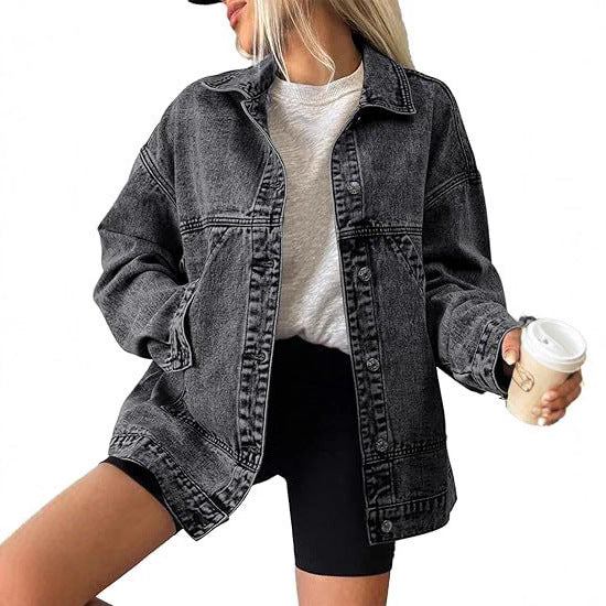 Damen Oversize-Jeansjacke mit kastigem Schnitt und markanten Naht-Details Shop Nory